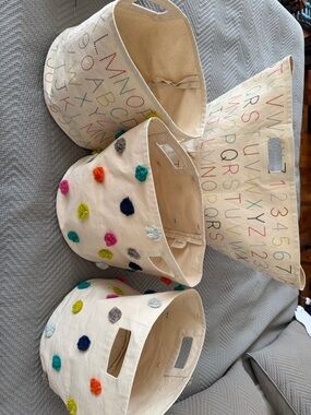 Pehr Petit - Kids Storage Bins - Multicolor Dot & Alphabet Design